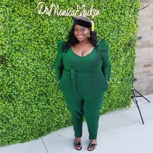 Green Sparkling Jump Suit